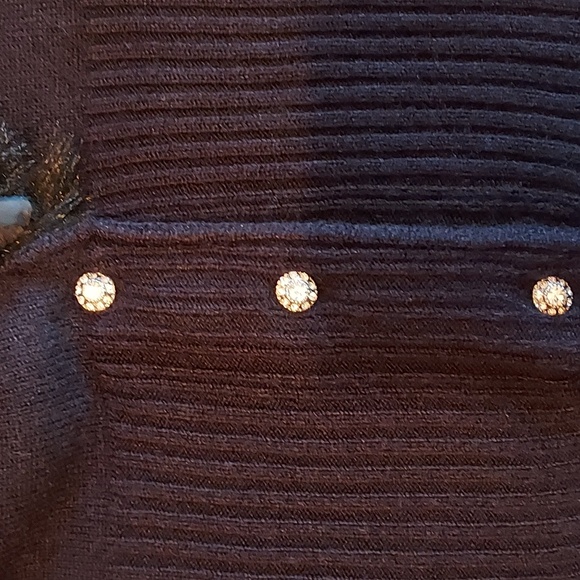 Vintage i.e. 90s Black Faux Fur Convertible Cardigan Sweater Size L - Picture 4 of 9